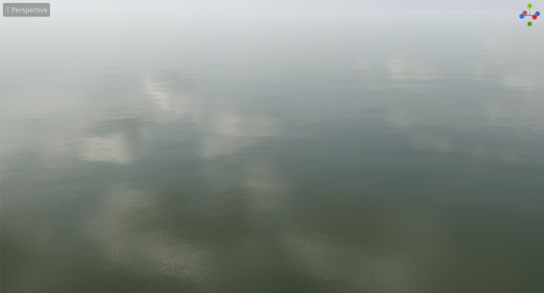 A large flat body of water fading into overcast haze at the horizon